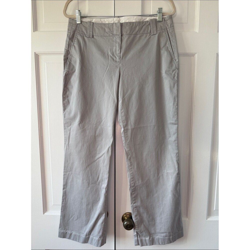 LOFT Gray Taupe Cotton Bootleg Cotton Pants Marisa Style Size 8 - Picture 1 of 13